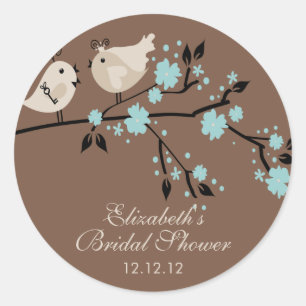 Modern Love Birds Bridal Shower Classic Round Sticker