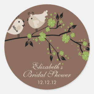 Modern Love Birds Bridal Shower Classic Round Sticker