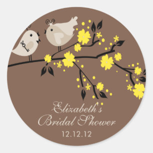 Modern Love Birds Bridal Shower Classic Round Sticker