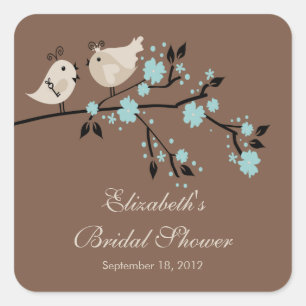 Modern Love Birds Bridal Shower Square Square Sticker