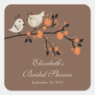 Modern Love Birds Bridal Shower Square Sticker