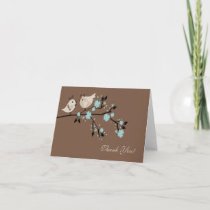 Modern Love Birds Bridal Shower Thank You Note Card