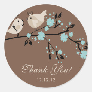 Modern Love Birds Bridal Shower Thank You Stickers