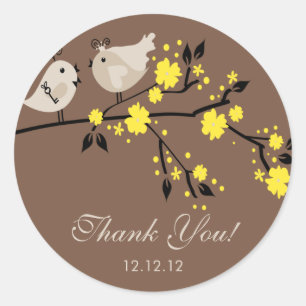 Modern Love Birds Bridal Shower Thank You Stickers