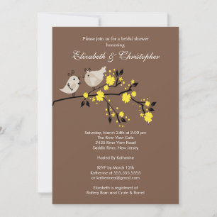 Modern Love Birds Couples Bridal Shower Invitation