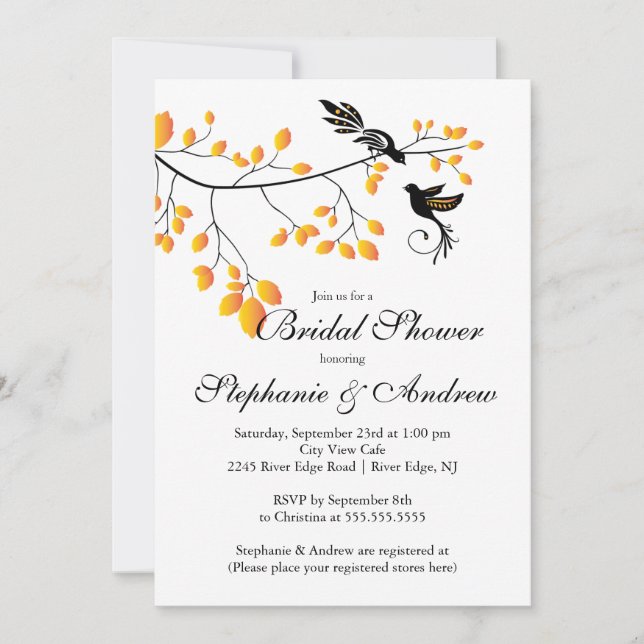 Modern Love Birds Couples Bridal Shower Invitation (Front)