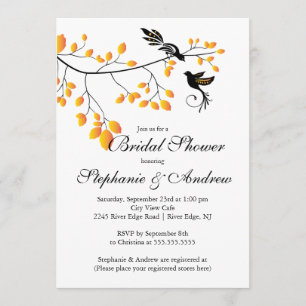 Modern Love Birds Couples Bridal Shower Invitation
