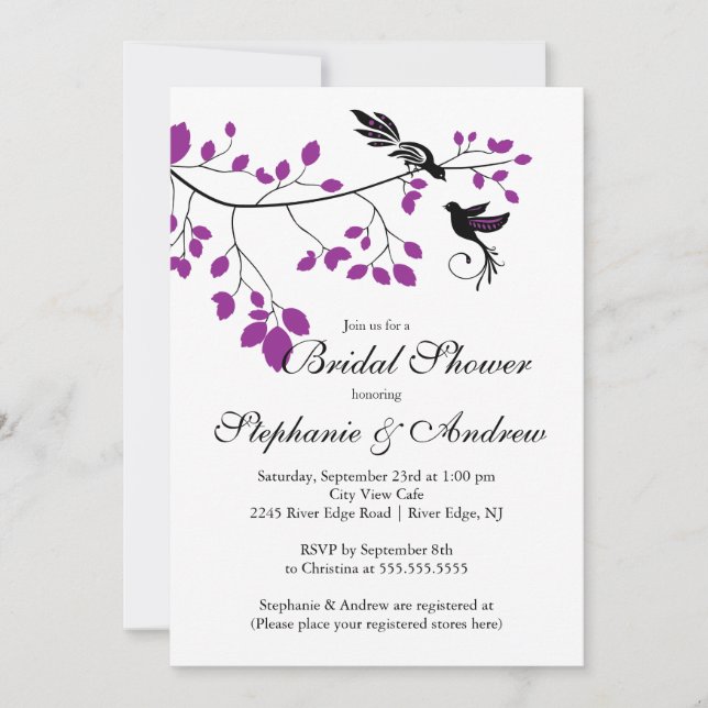 Modern Love Birds Couples Bridal Shower Invitation (Front)