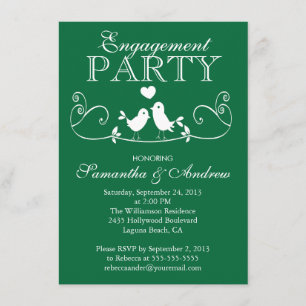 Modern Love Birds Engagement Party Invitations
