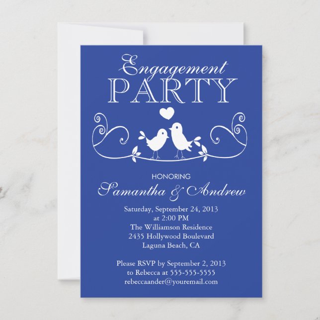 Modern Love Birds Engagement Party Invitations (Front)