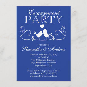 Modern Love Birds Engagement Party Invitations