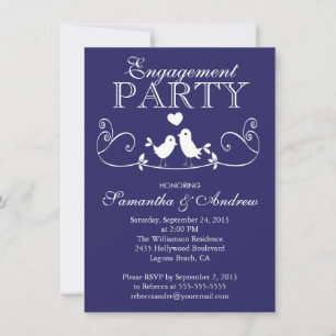 Modern Love Birds Engagement Party Invitations