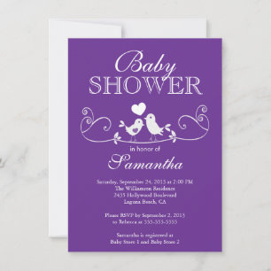 Modern Love Birds Girls Baby Shower Invitation