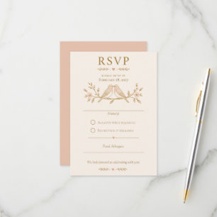 Modern Love Birds Minimalist Wedding RSVP Card