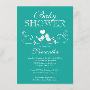 Modern Love Birds Neutral Baby Shower Invitation