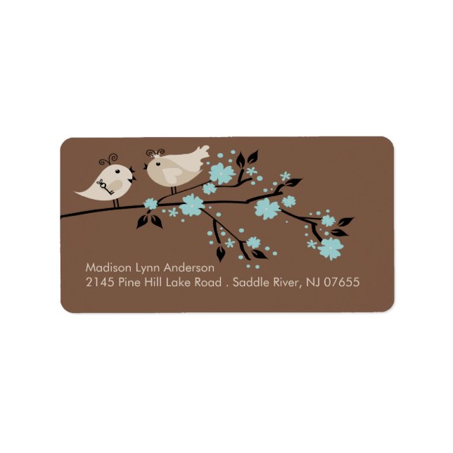 Modern Love Birds Return Address Labels. Label (Front)