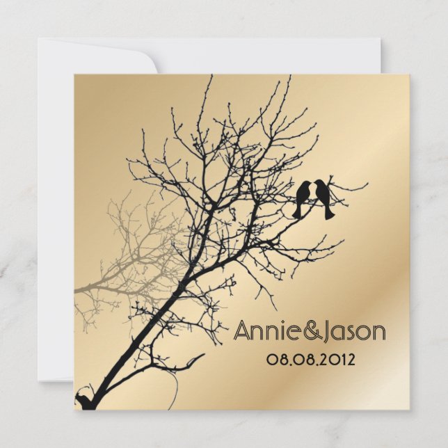 modern love birds rustic country wedding invitation (Front)