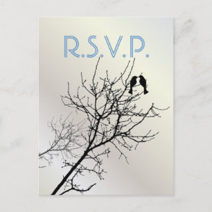 modern love birds rustic country wedding rsvp invitation postcard