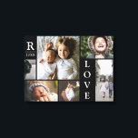 Modern Love Black Colour Block Family Photo Collag Canvas Print<br><div class="desc">Modern Love Black Colour Block Family Photo Collage Christmas & New Year Canvas Wall Art - with personalised Love Word, family last name, year, and initial letter, all arranged in an elegant grid layout. This modern and sleek design displays 6 of your own pictures beautifully. Available in several colorways to...</div>