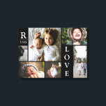 Modern Love Black Colour Block Family Photo Collag Canvas Print<br><div class="desc">Modern Love Black Colour Block Family Photo Collage Christmas & New Year Canvas Wall Art - with personalised Love Word, family last name, year, and initial letter, all arranged in an elegant grid layout. This modern and sleek design displays 6 of your own pictures beautifully. Available in several colorways to...</div>
