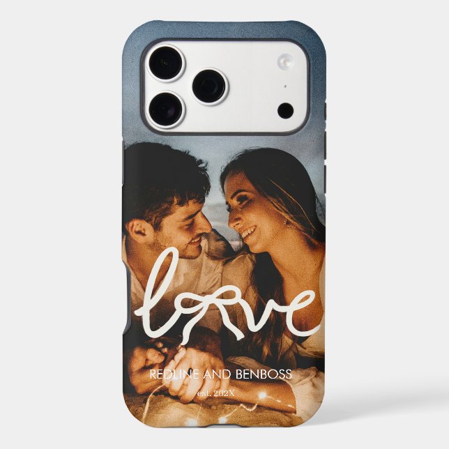 Modern Love Bow Typography Couple Custom Photo (Back)