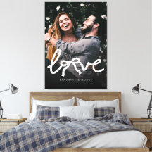Modern Love Bow Typography Couple Custom Photo