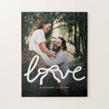 Modern Love Bow Typography Couple Custom Photo