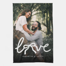 Modern Love Bow Typography Couple Custom Photo
