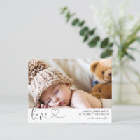 Modern Love Calligraphy Birth Announcement