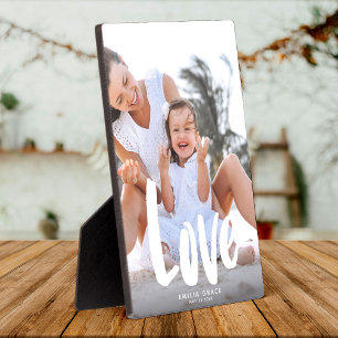 Modern Love Calligraphy Family Photo Keepsake Plaque