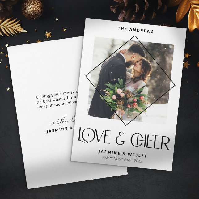 Modern Love & Cheer Couple Photo Christmas Holiday Card (Creator Uploaded)