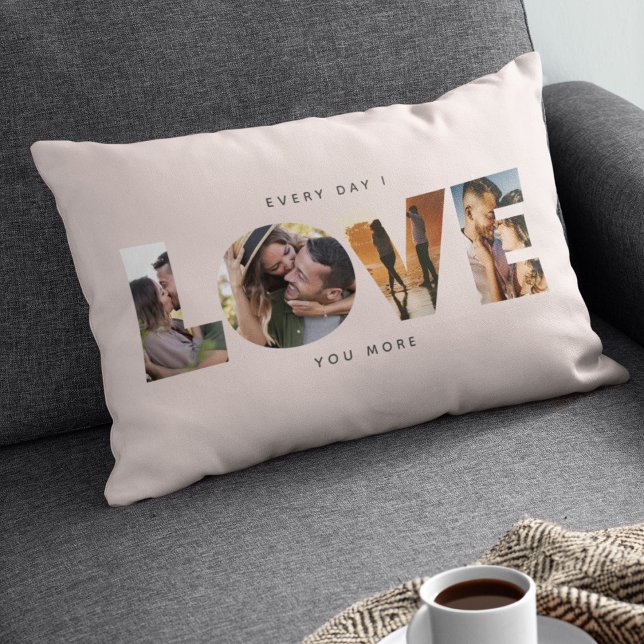 Modern LOVE Collage Cutout Valentine's Day Lumbar  Lumbar Cushion (Creator Uploaded)