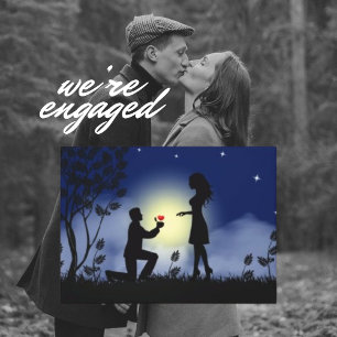 Modern Love Couple Engagement Silhouettes  Canvas Print