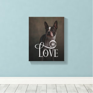 Modern Love Custom Dog Pets Photo Monogram Canvas Print