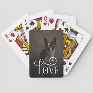 Modern Love Custom Dog Pets Photo Monogram Playing Cards