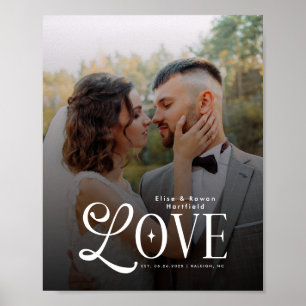 Modern Love Custom Wedding Photo Couples Monogram Poster