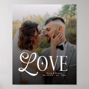 Modern Love Custom Wedding Photo Couples Monogram Poster