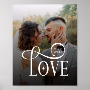 Modern Love Custom Wedding Photo Couples Monogram Poster