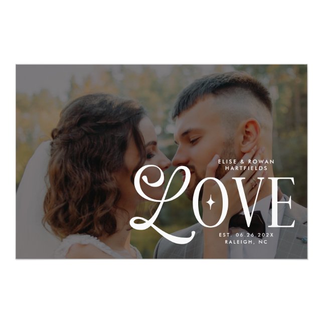 Modern Love Custom Wedding Photo Couples Monogram Print (Front)