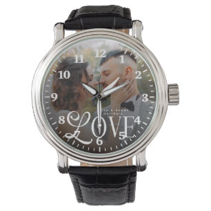 Modern Love Custom Wedding Photo Couples Monogram Watch