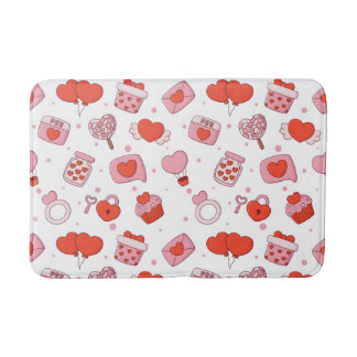 Modern Love Design Happy Valentine’s Day Red Heart Bath Mat