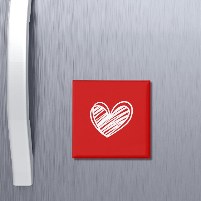 Modern Love Elegant White And Red Romantic Hearts  Magnet (Creator Uploaded)