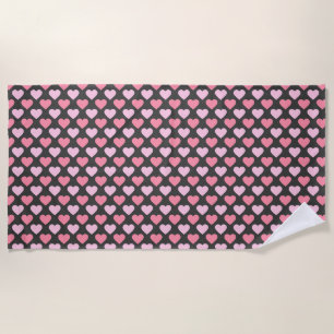 Modern Love Heart Pattern Beach Towel