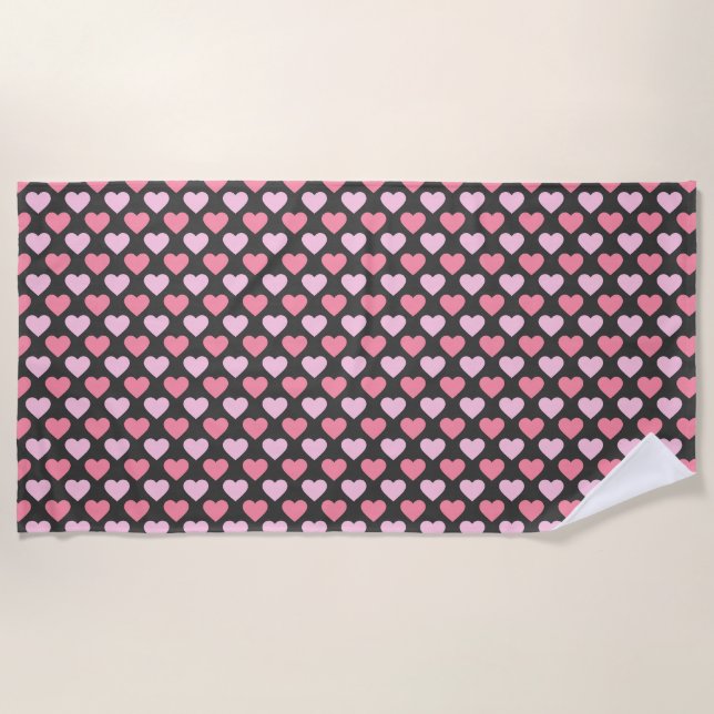 Modern Love Heart Pattern Beach Towel (Front)