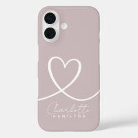 Modern Love Heart Personalised Blush Pink White