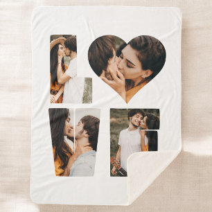 Modern LOVE Heart Photo Instagram Valentine's Day Sherpa Blanket