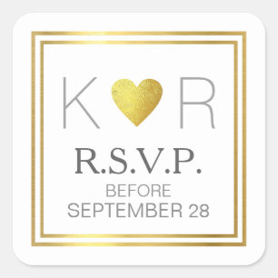 modern love heart RSVP wedding elegant square Sticker