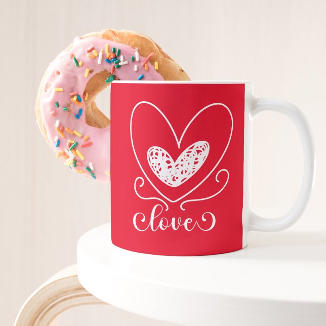 Modern Love Hearts Cute Happy Valentines Day Gift Coffee Mug (Creator Uploaded)