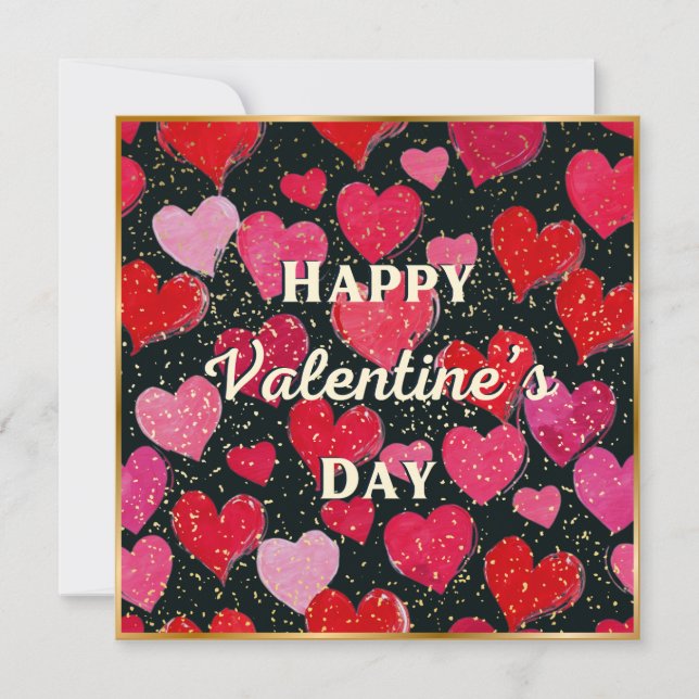 Modern Love Hearts Pattern Happy Valentine's Day Holiday Card (Front)