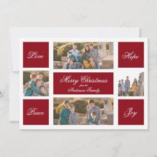 Modern Love Hope Peace & Joy Christmas Photo Card